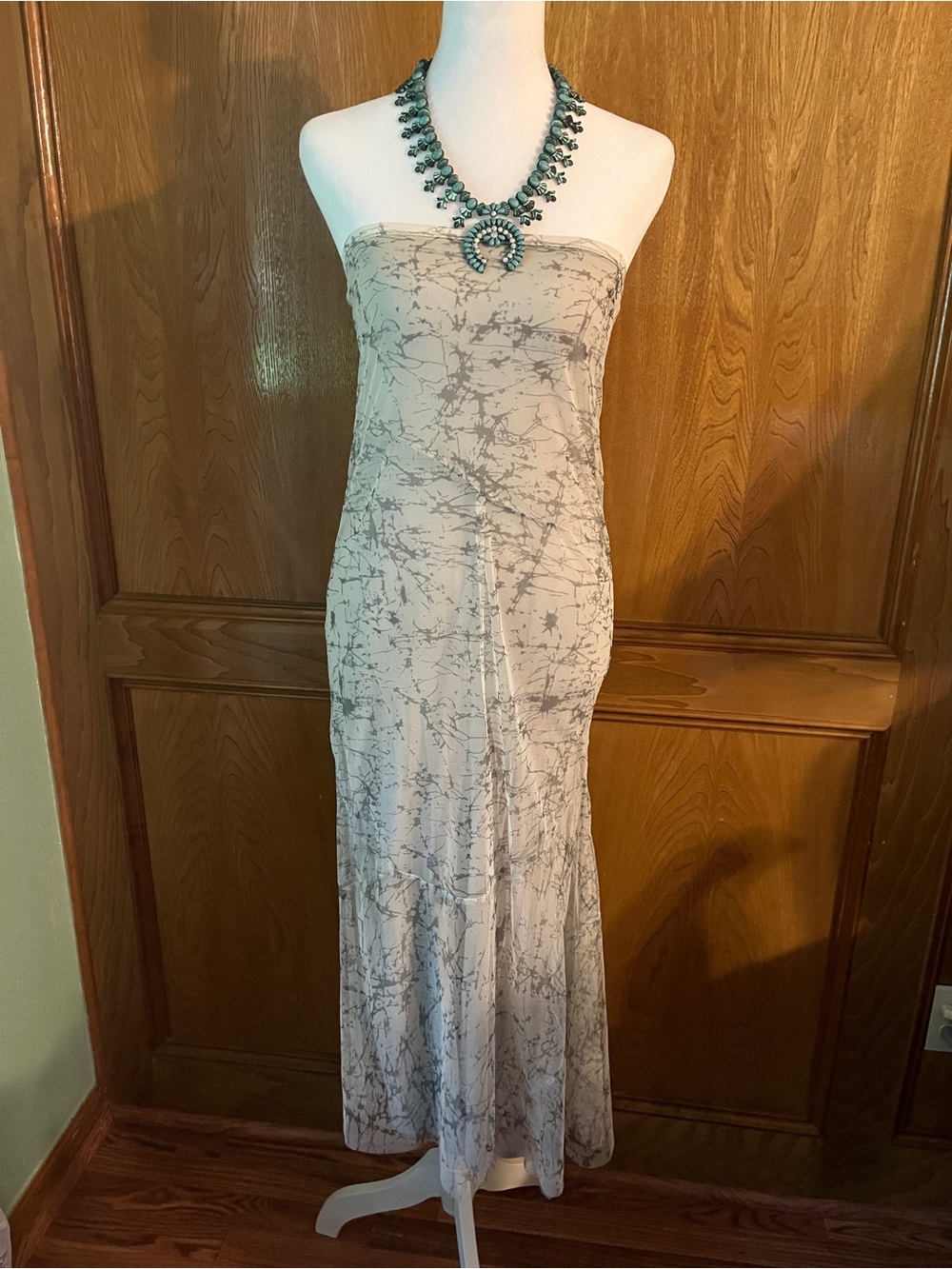 NWT S Chan Luu Mirage Grey Strapless Mesh Dress
